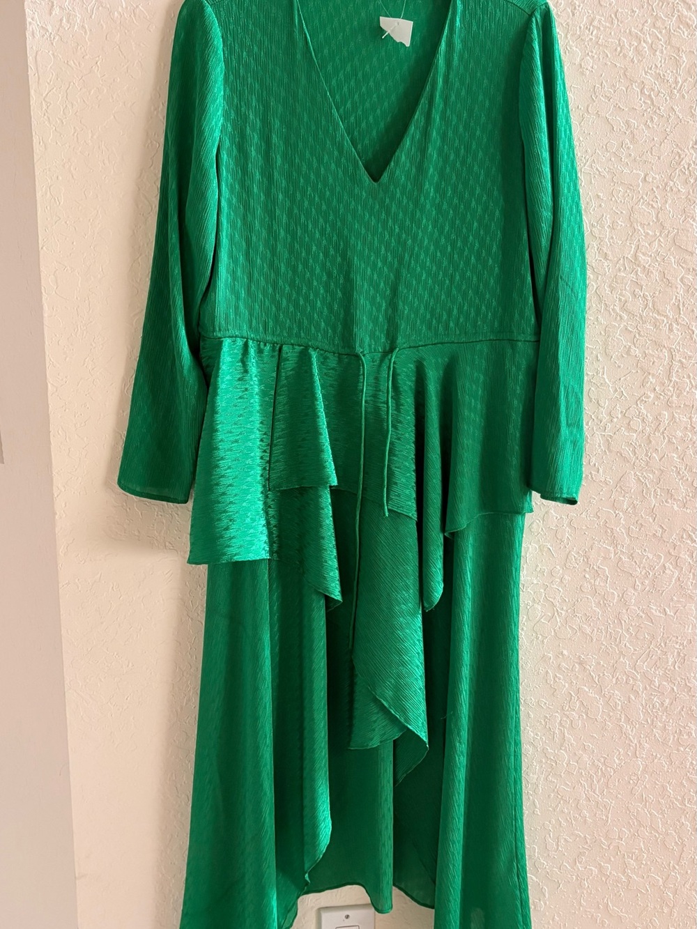 Maje Rosalieke Green V-Neck High-Low Wrap Dress - Picture 4 of 8